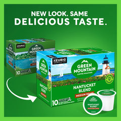 Green Mountain Nantucket Blend K-Cup pod ready for brewing in Keurig