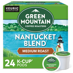 Green Mountain Nantucket Blend K-Cup pods offer a balanced medium roast for a smooth cup.