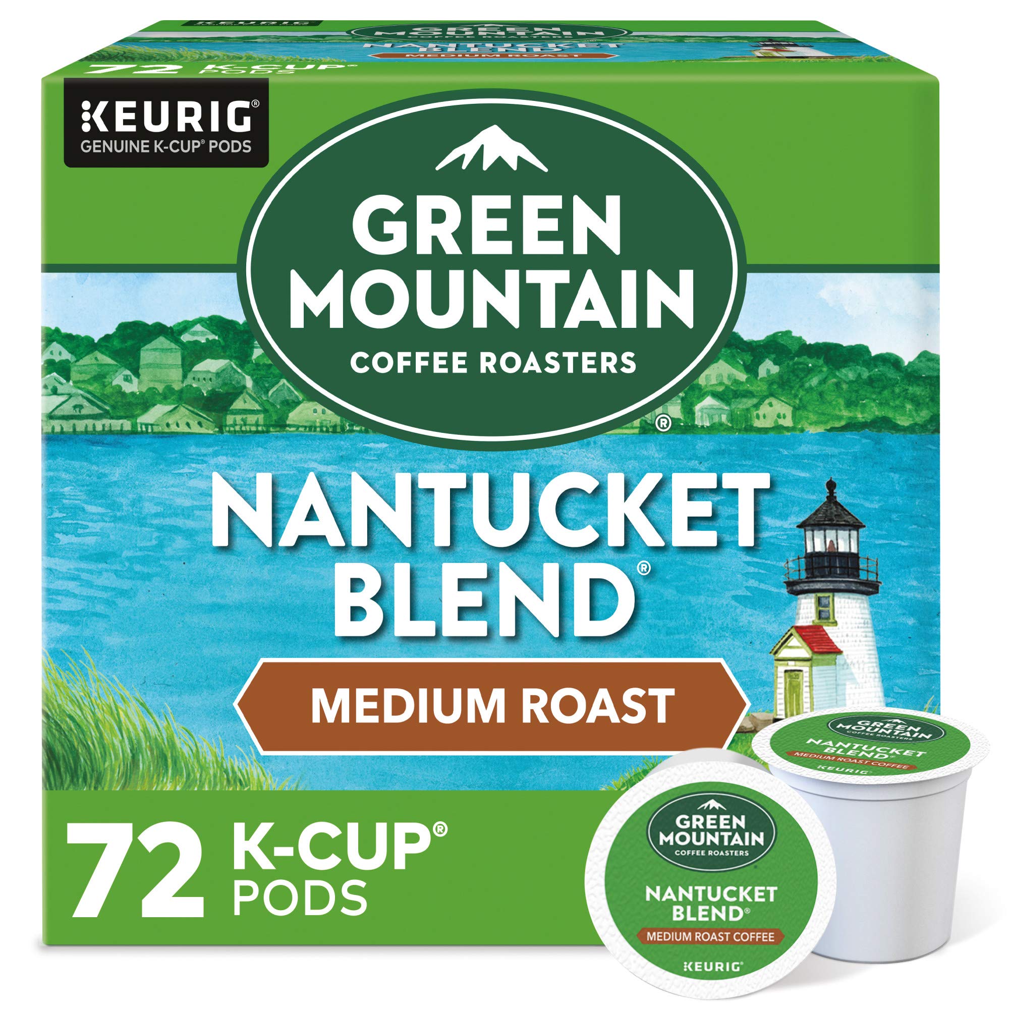 Green Mountain Nantucket Blend pod pack for Keurig brewers delivering balanced mid-roast flavor