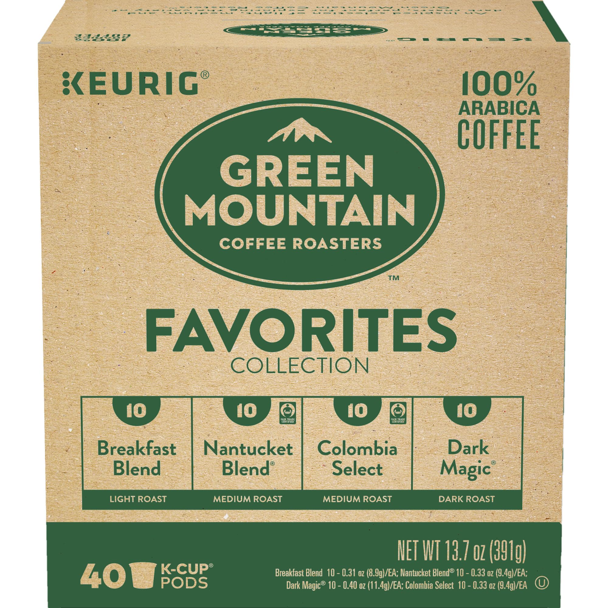 Green Mountain Variety Pack K-Cup pod collection for tasting several roasts.