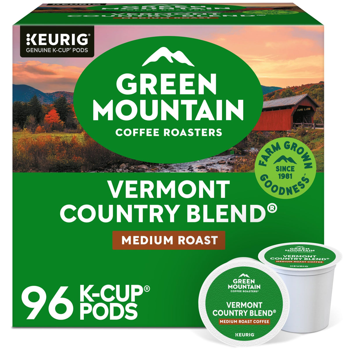 Green Mountain Vermont Country Blend pods for Keurig, 96-count, convenient daily brewing
