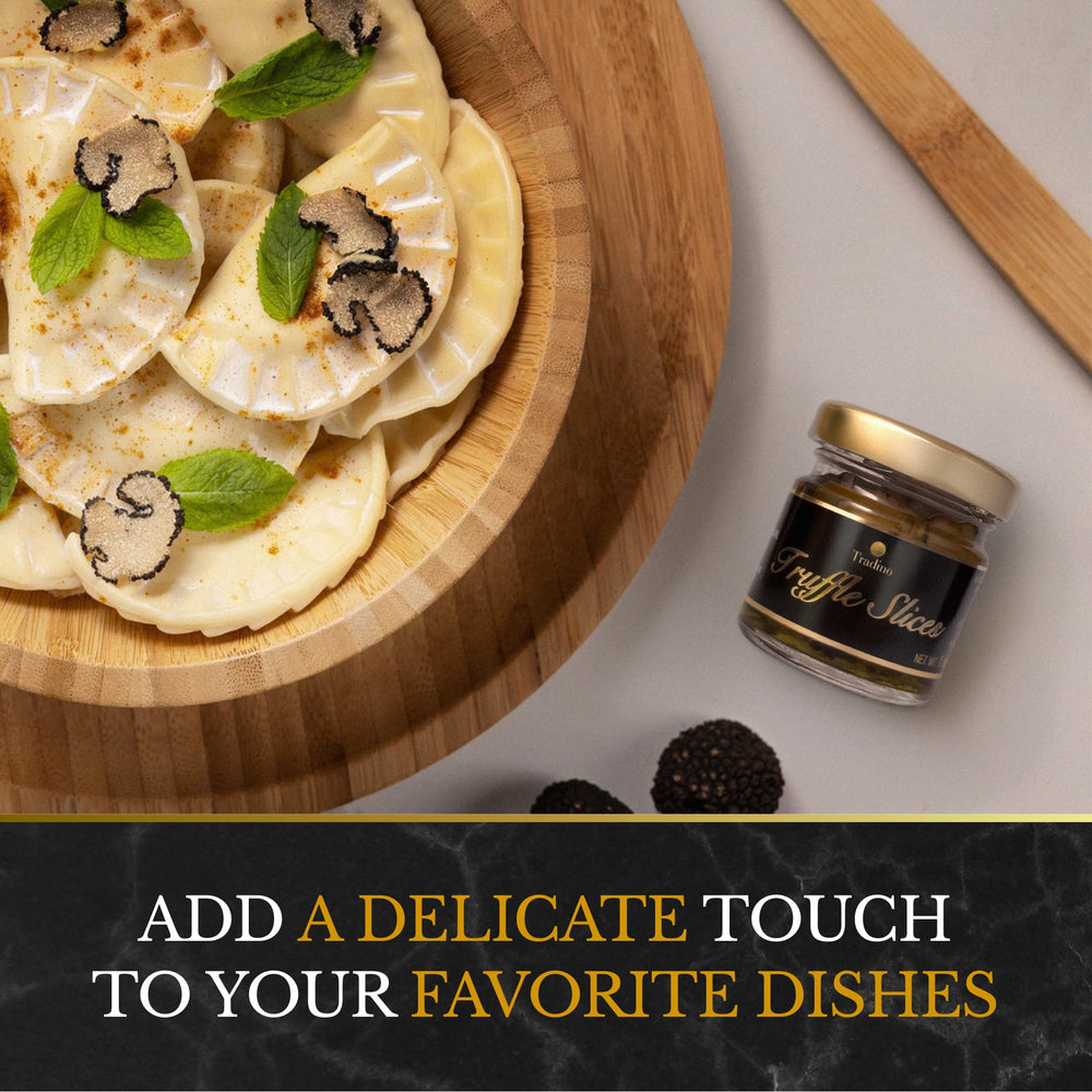 Greenfit Tradino truffle slices topping elegant canapés for hors d'oeuvres.