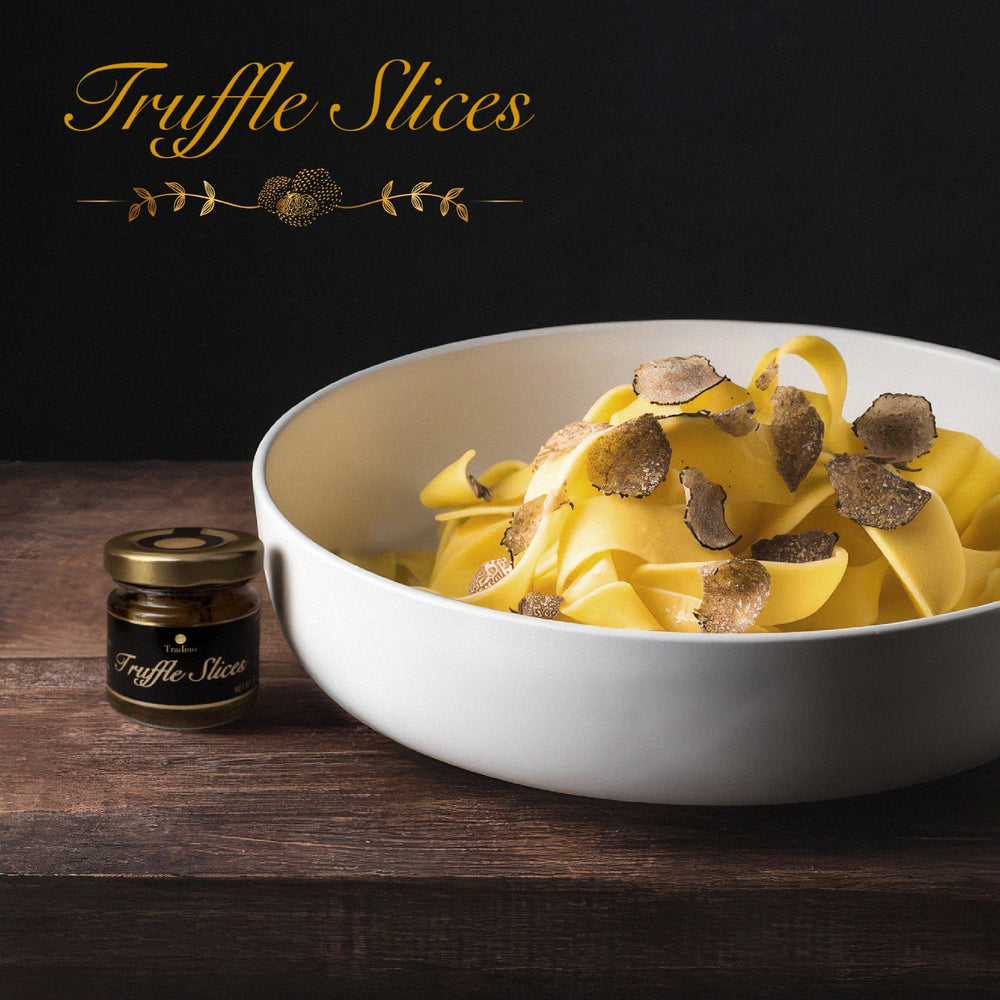 Greenfit Tradino Italian truffle slices close-up showing earthy aroma.