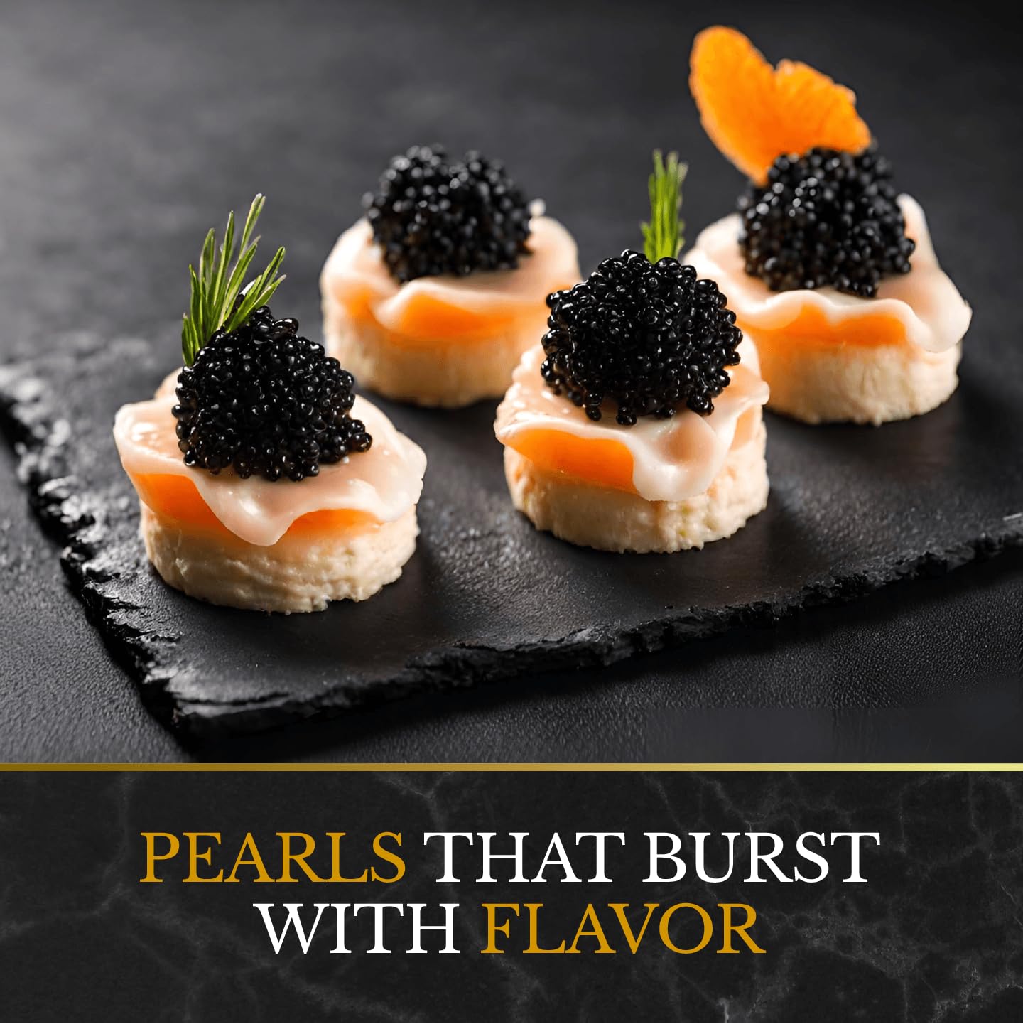 Greenfit Tradino pearls enhance canapes and hors doeuvres with luxe garnish.