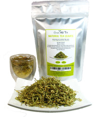 Greenhilltea honeysuckle tea cup showing a pale golden brew