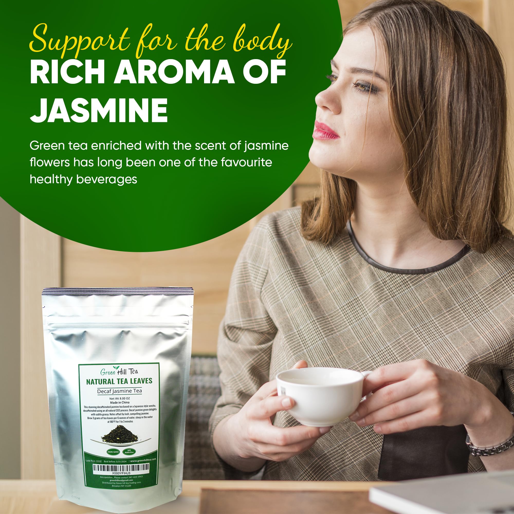 Greenhilltea packaging 8oz bag shown for convenient purchase