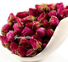 Greenhilltea Rose Buds tea steeping in glass mug for a soothing aroma.