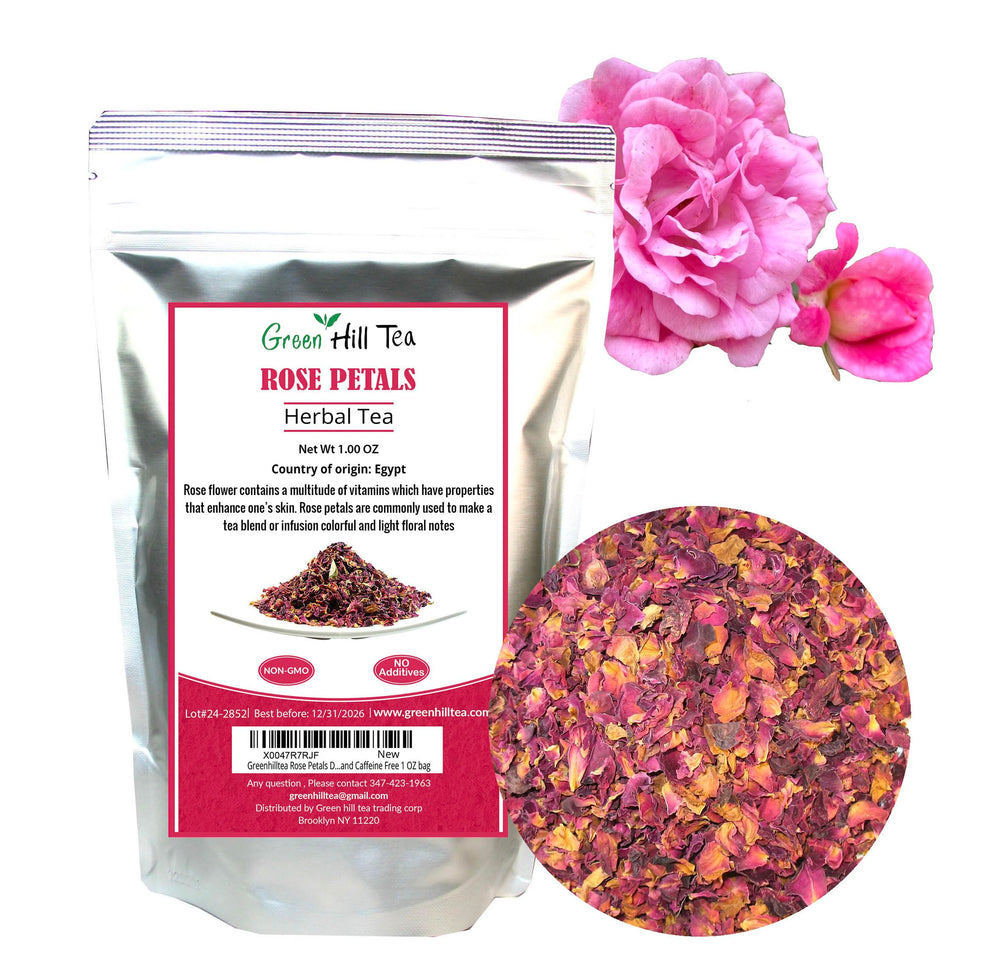 Greenhilltea rose petals in resealable 1 oz bag, ready for tea