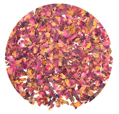 Greenhilltea rose petals steeping in hot water for a fragrant cup