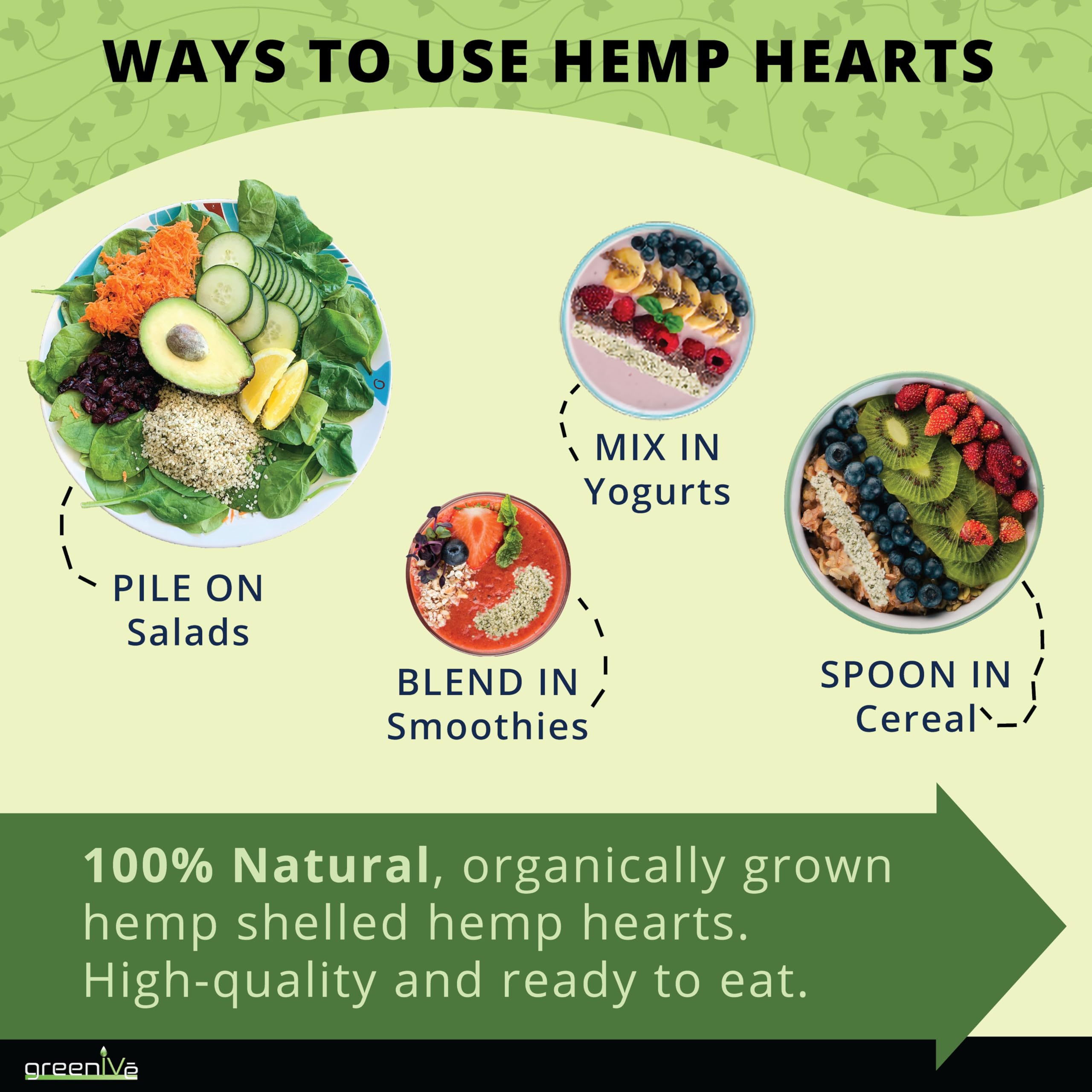 GreenIVe hemp hearts used as a salad topper for extra crunch and protein.