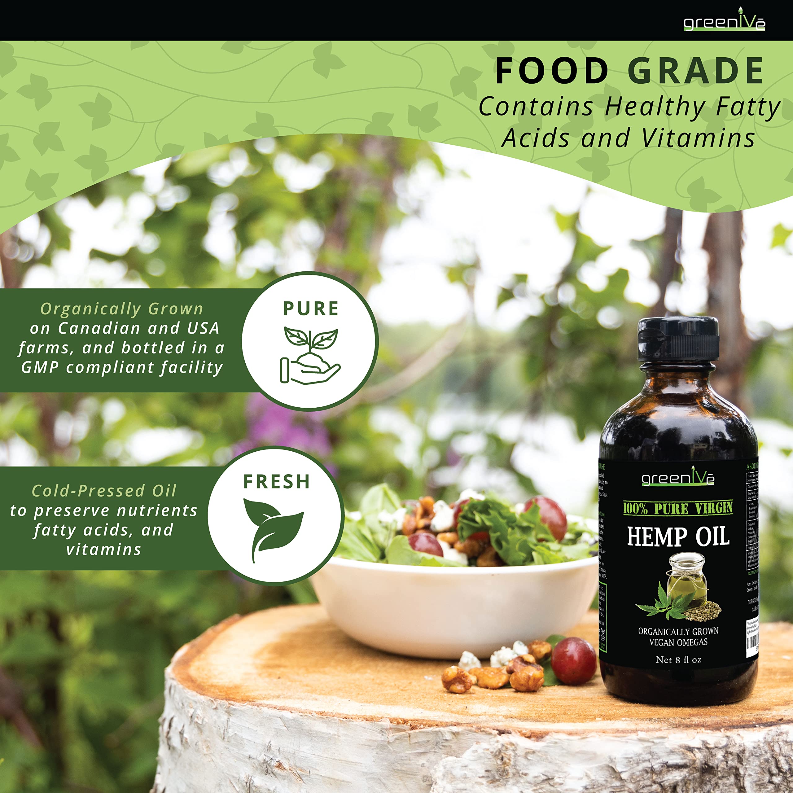 GreenIVe Hemp Oil applied to skin or hair for lightweight care