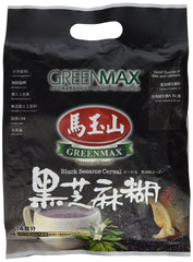 GreenMax Black Sesame Cereal Drink sachet ready for hot water, quick breakfast.