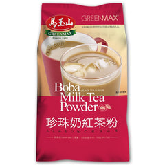 Greenmax boba milk tea powder bag for authentic Taiwanese flavor at home.