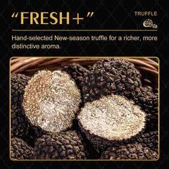 GRELIM italy-made truffle seasoning label showcases gluten-free, vegan ingredients.