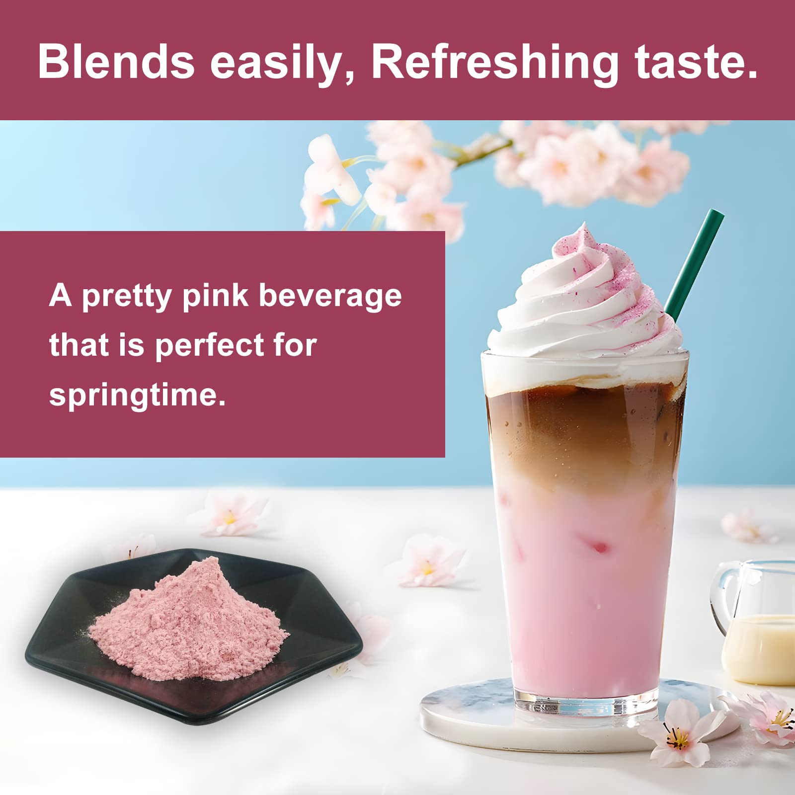 GRELIM Sakura powder latte setup, ideal for sakura beverages