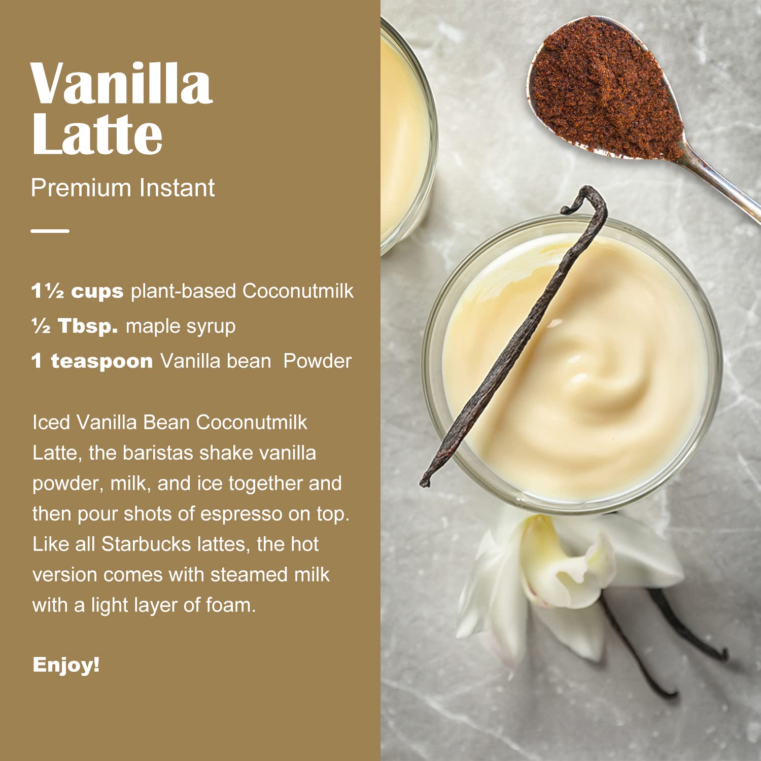 Grelim vanilla bean powder in coffee or smoothie for flavor boost