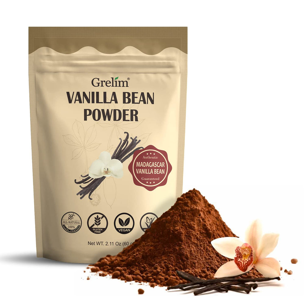 Grelim vanilla bean powder jar, premium Madagascar flavor for baking
