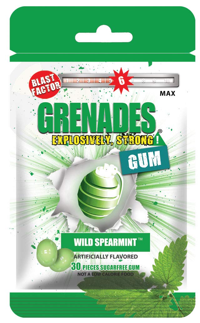 Grenades Gum 30ct bag with Wild Spearmint for instant fresh breath.