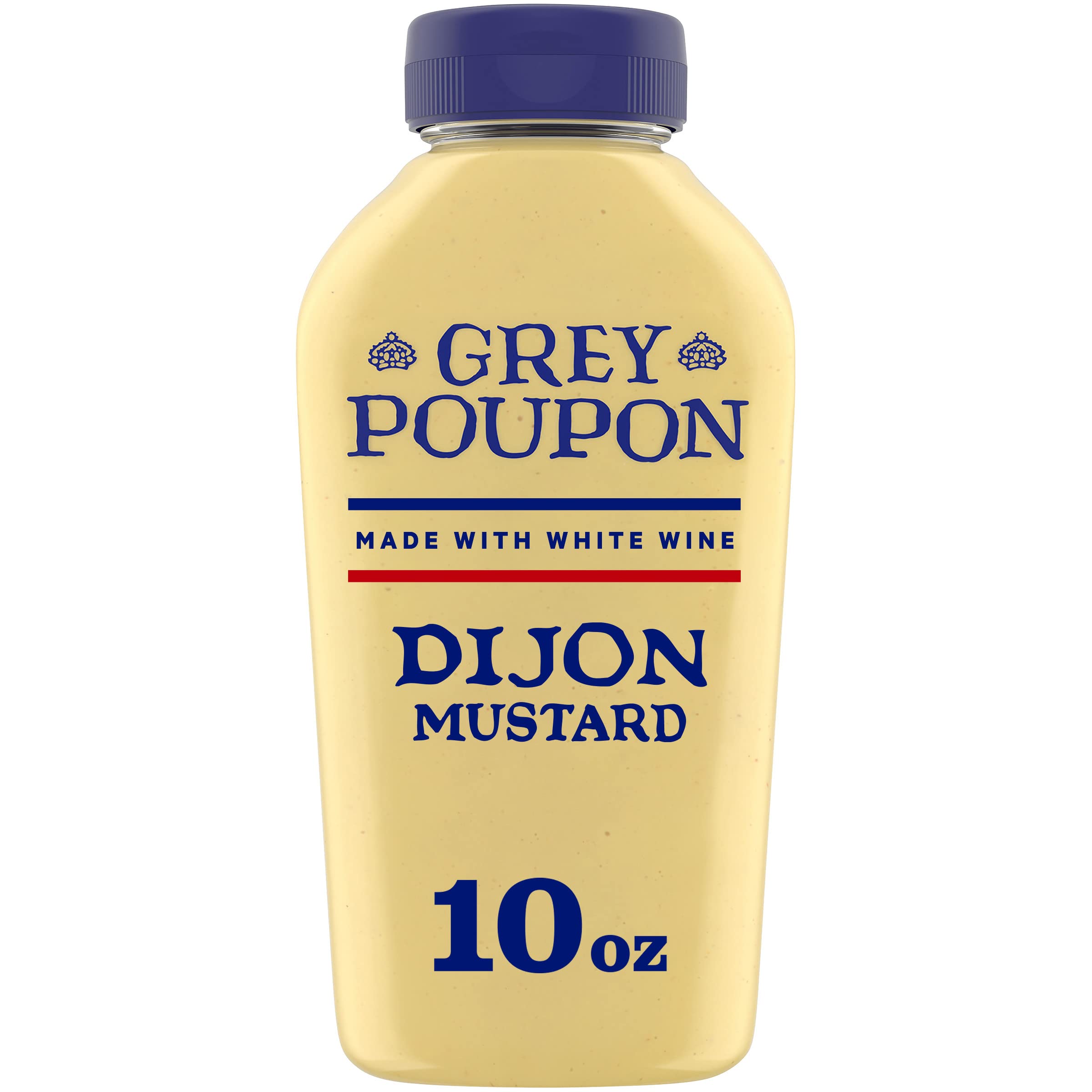 Grey Poupon Dijon 10oz bottle for easy sandwich spreads.