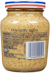 Grey Poupon Country Dijon Mustard close-up, bottle cap visible, ideal for finishing sauces.