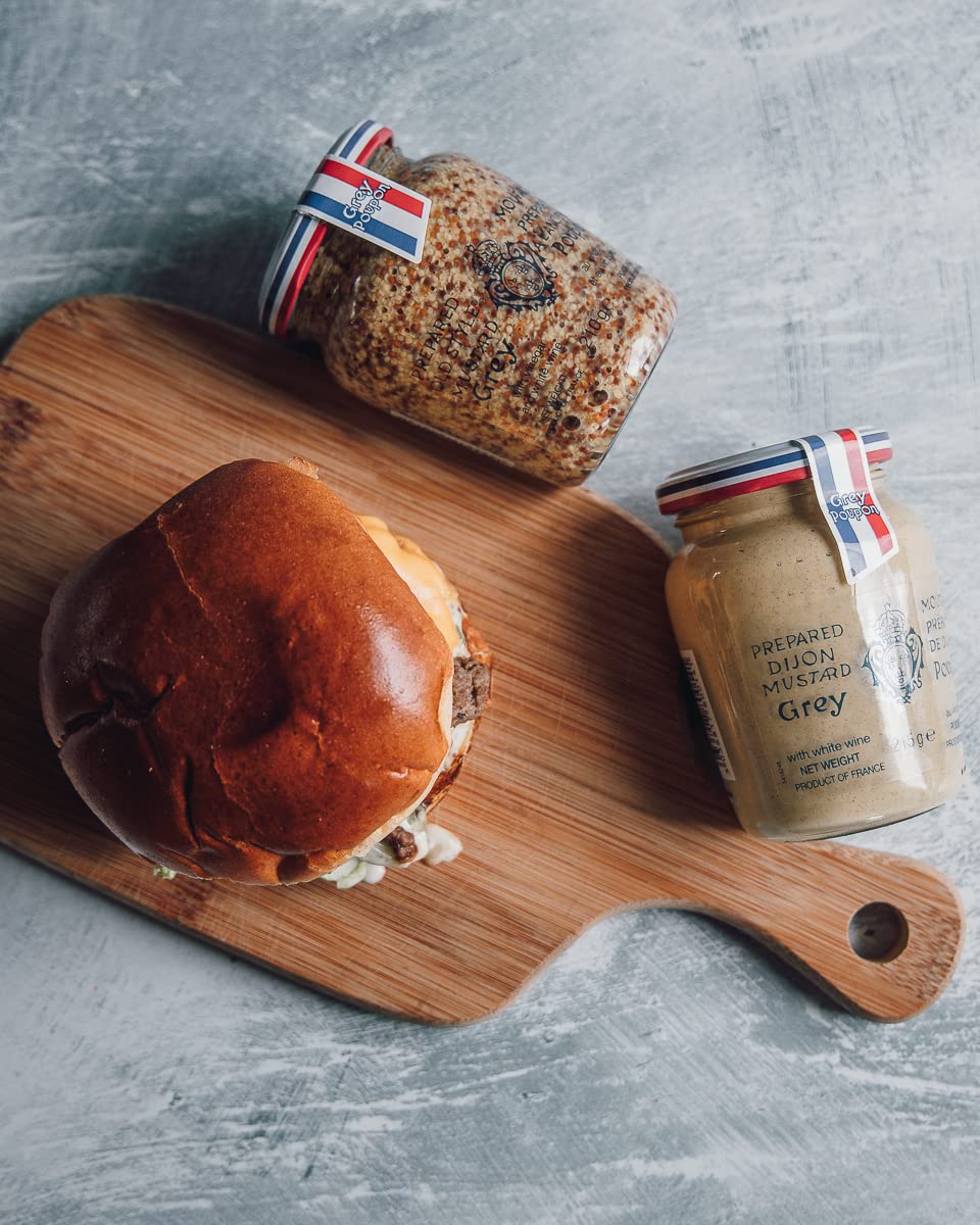 Grey Poupon 215g mustard sandwich assembly for a quick lunch