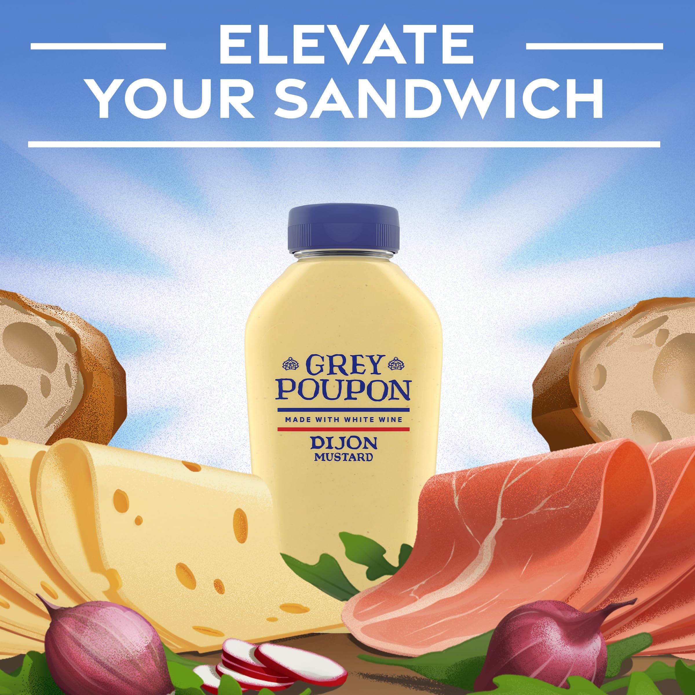 Grey Poupon Kosher-certified mustard for versatile meals.
