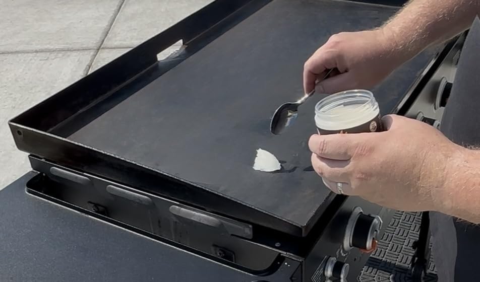GriddleMATe griddle surface ready image demonstrating dry, non-stick finish for cooking