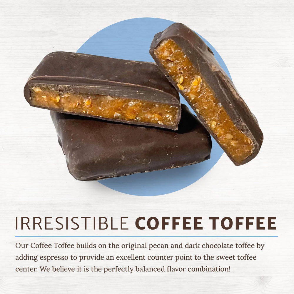 Griff's Coffee Toffee in foil packaging for convenient sharing.