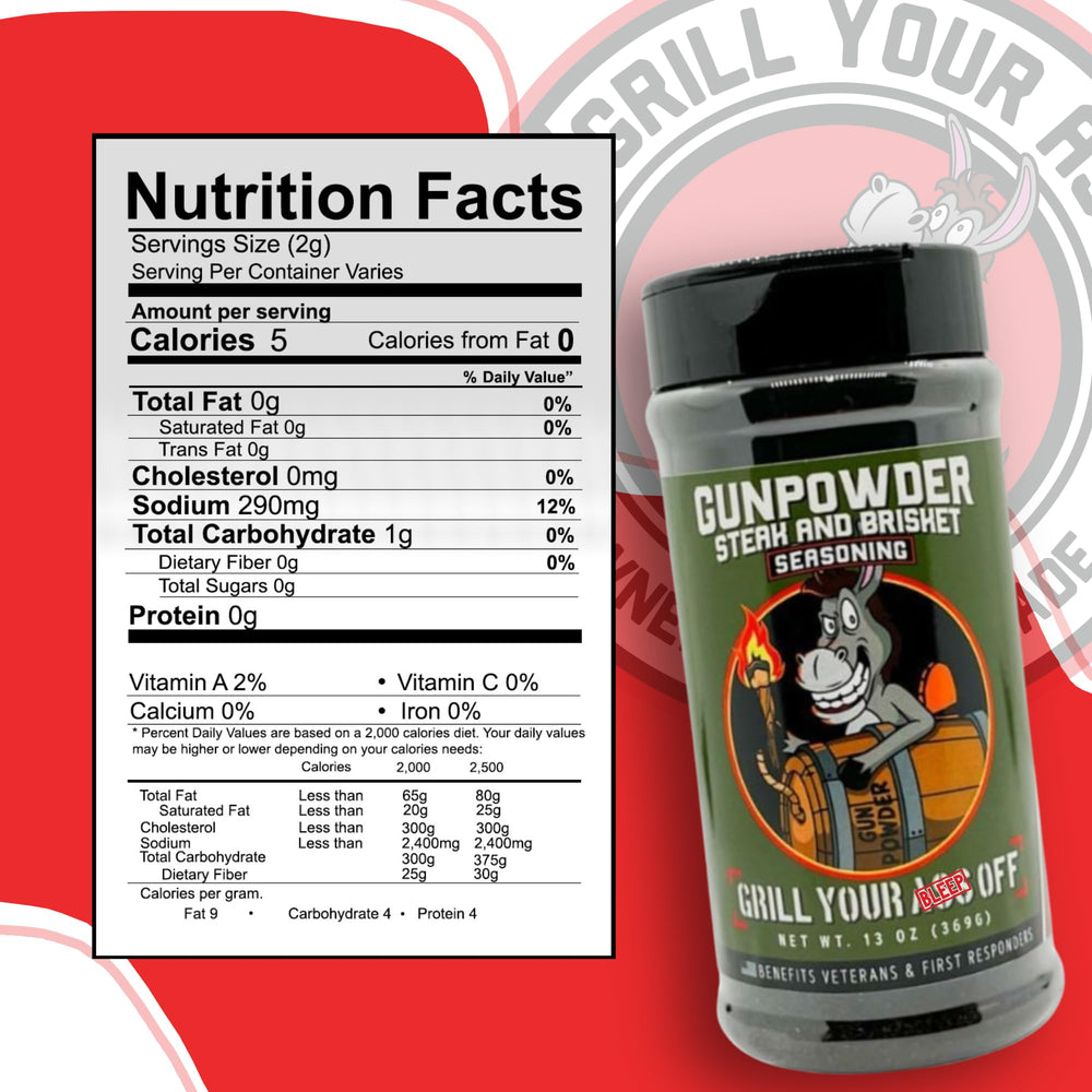 Grill Your Ass Off Gunpowder Seasoning ingredients closeup showing natural spices.