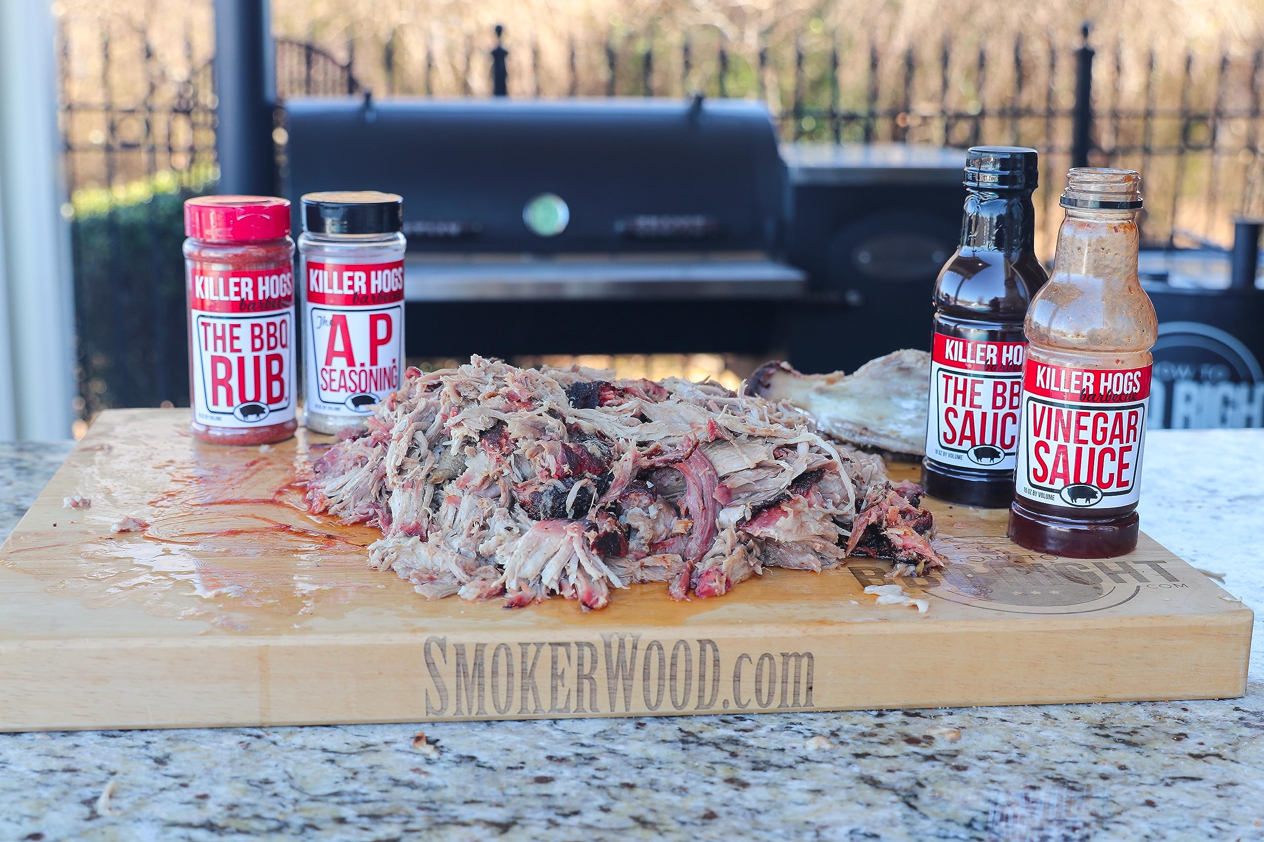 Grilled chicken with Killer Hogs BBQ sauce delivers a savory glaze.
