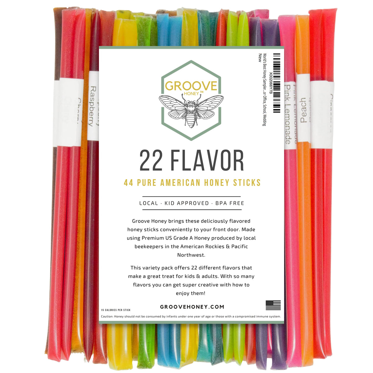 Groove Honey flavored sticks for tea and travel, mess-free and easy to carry.