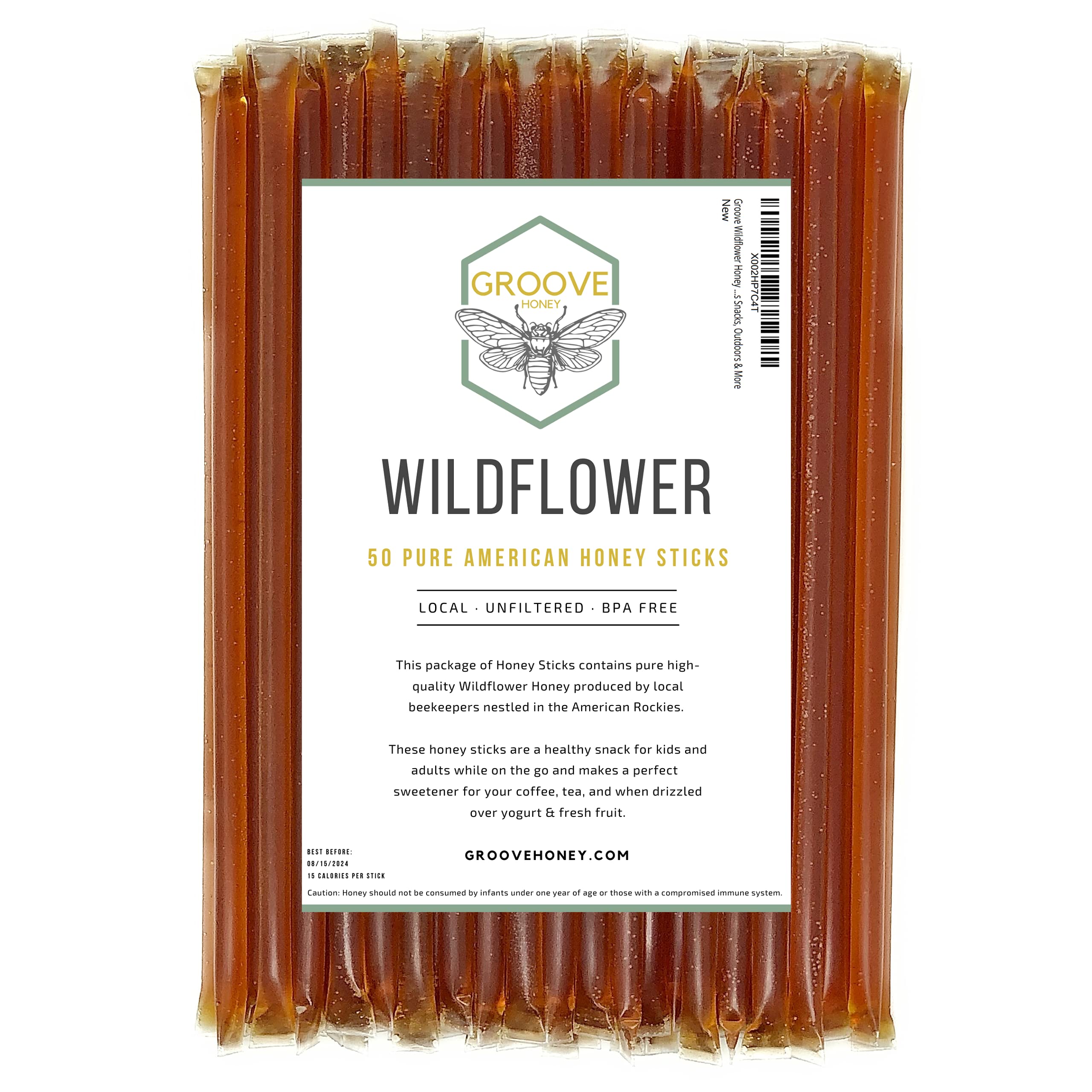 GROOVE HONEY Wildflower honey stick for tea, rich flavor in a mess-free packet.