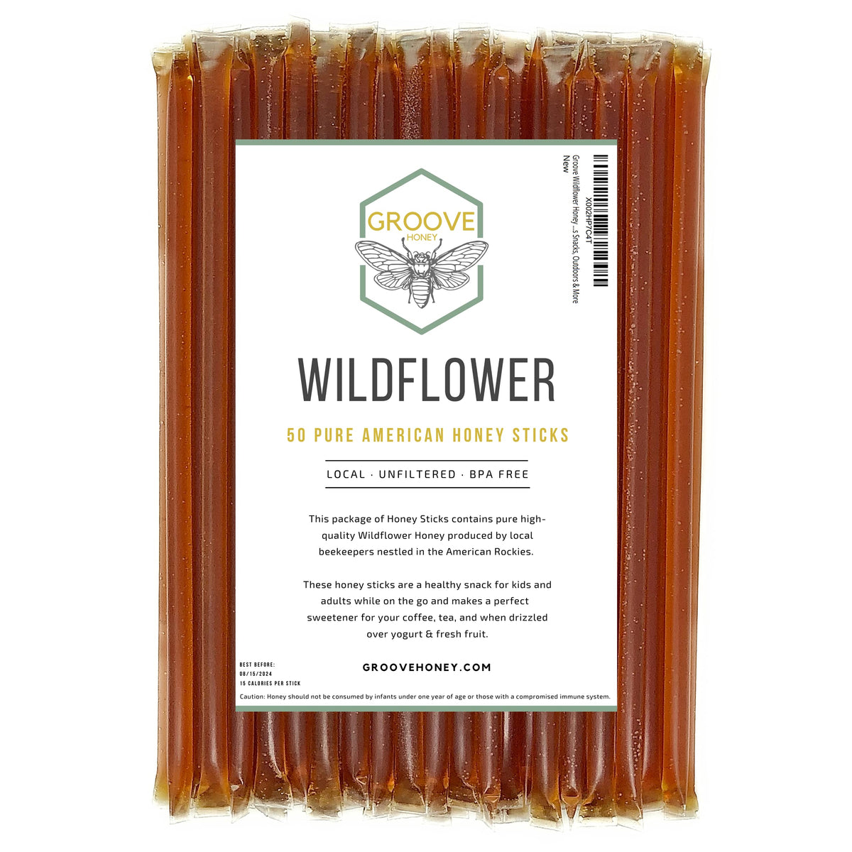 GROOVE HONEY Wildflower honey stick for tea, rich flavor in a mess-free packet.