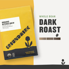 Groundwork B*tches Brew organic certification label on packaging emphasizes sustainability