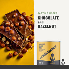 Groundwork Black Gold aroma cup, showcasing a buttery, syrupy body in every sip.