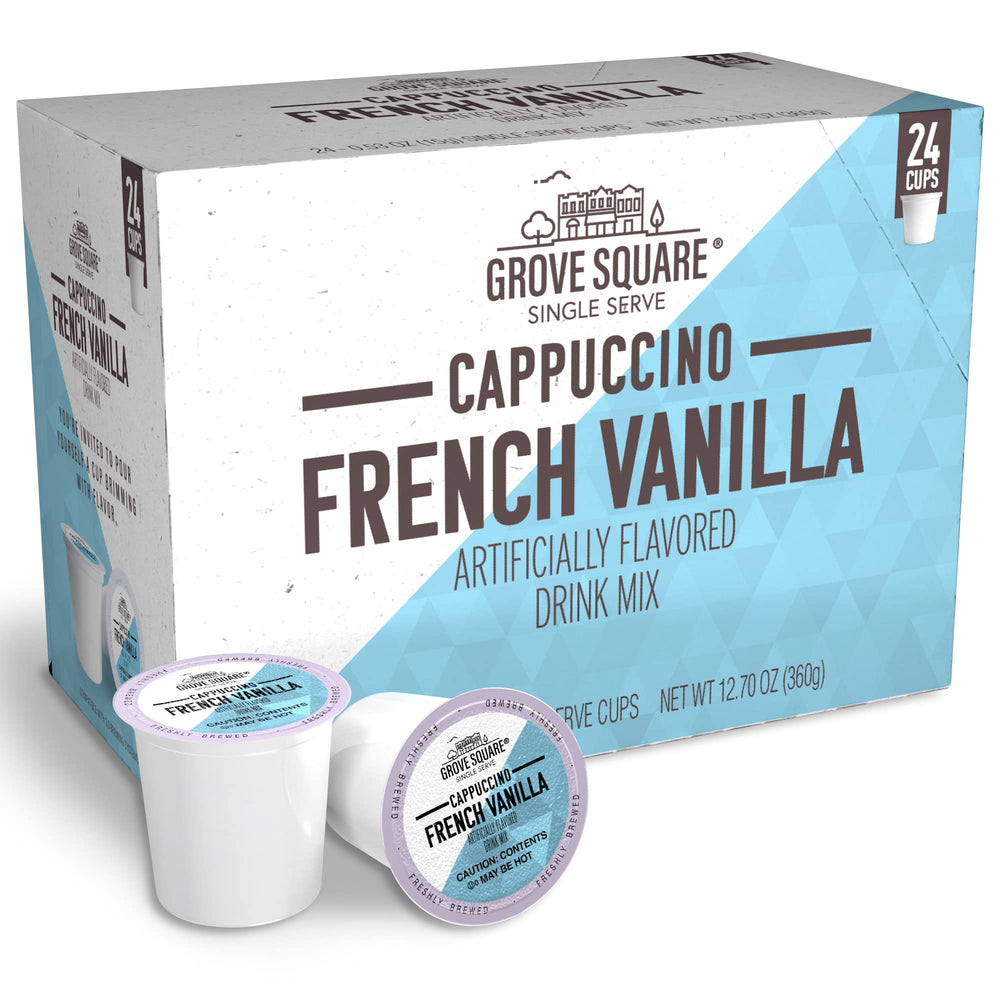 Grove Square Cappuccino Pods French Vanilla pack for a creamy morning brew