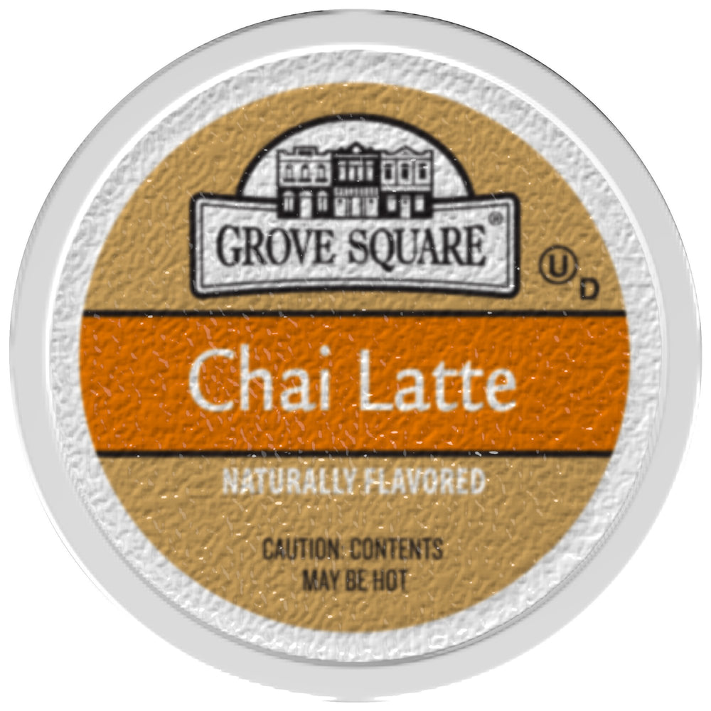 Grove Square Tea Chai Latte cup being poured with rich, creamy texture.