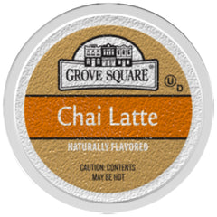 Grove Square Tea Chai Latte cup being poured with rich, creamy texture.