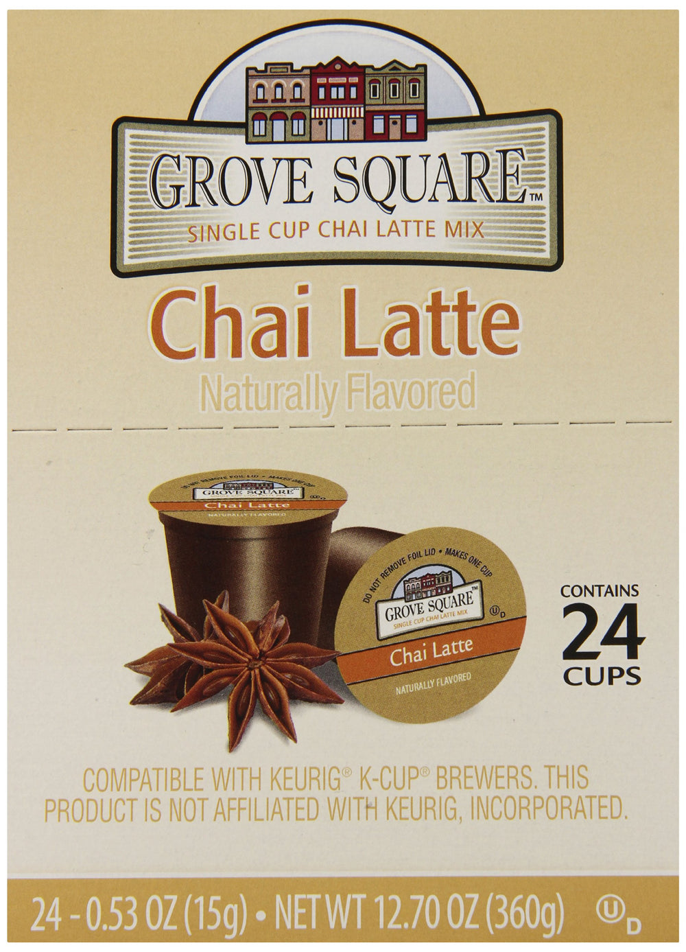 Grove Square Tea Chai Latte steaming cup highlights spiced notes.