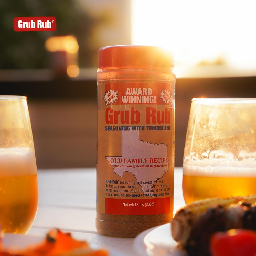 Grub Rub old family recipe flavor profile on label.