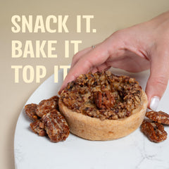 Grupo La Nogalera pecan halves showing crunchy texture and glaze.