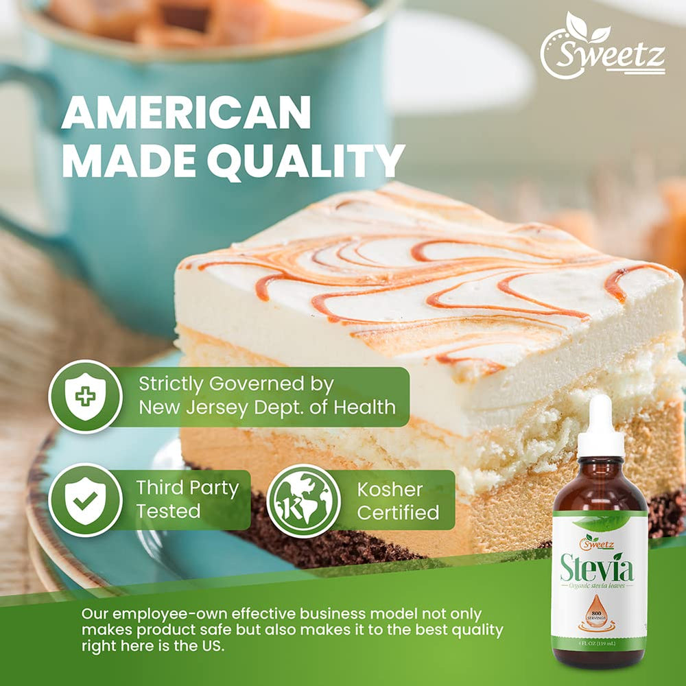 G-Sweetz liquid stevia drops used in coffee or tea for sugar-free sweetness.