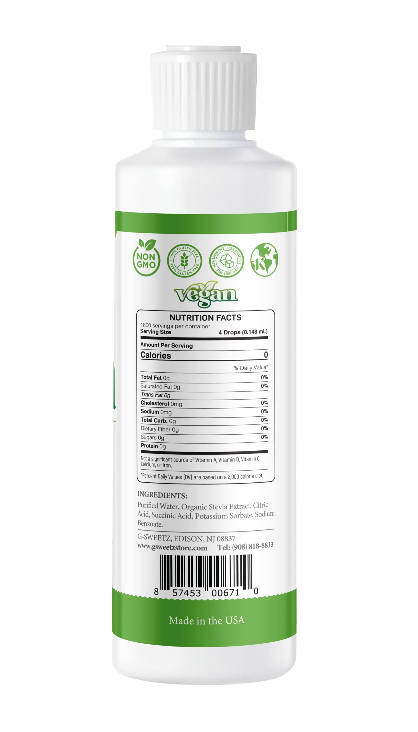 G-Sweetz Liquid Stevia Drops being poured for quick beverage sweetening