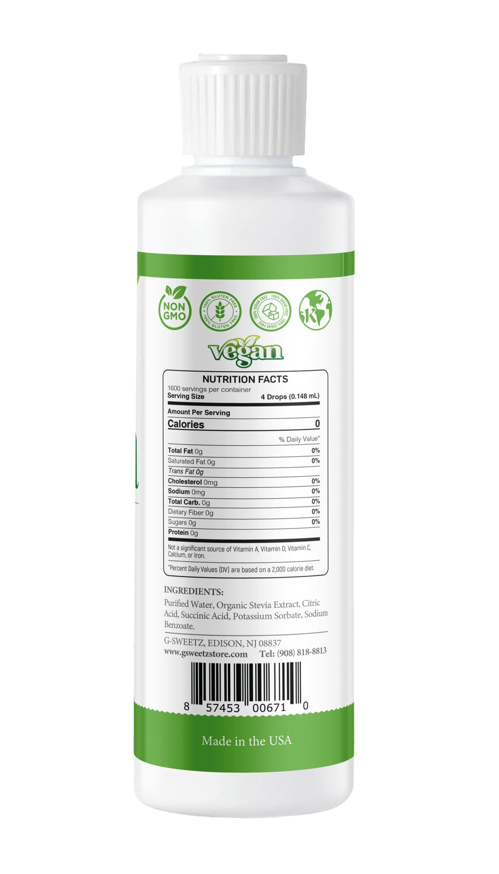 G-Sweetz Liquid Stevia Drops being poured for quick beverage sweetening