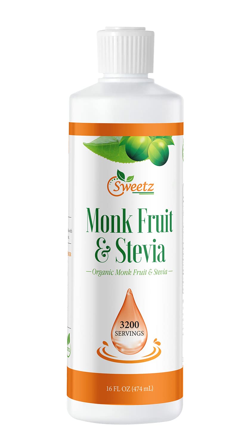 G-Sweetz monk fruit-stevia liquid sweetener bottle showing golden color and clarity