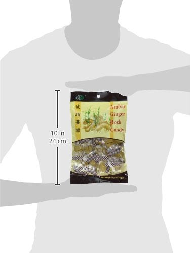 GT Amber Ginger Rock Candy 2-Pack packaging close-up, showing individually wrapped pieces for on-the-go snacking.