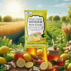 GT Honey Lemon Ginger rock candy unwrapped reveals bold citrus-ginger flavor