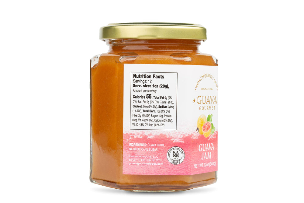 Guava Gourmet jar pour showing drizzle-ready jam for glazes and toppings.