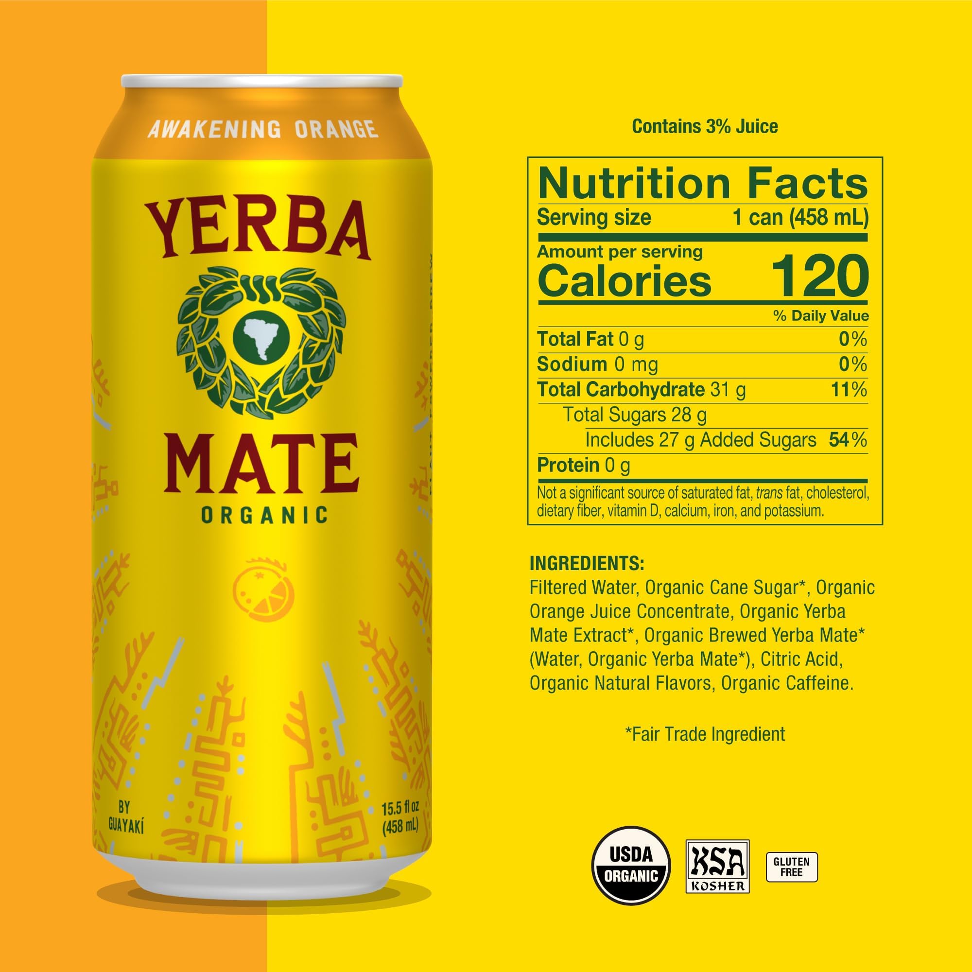 Close-up of the can label showing organic ingredients and citrus notes