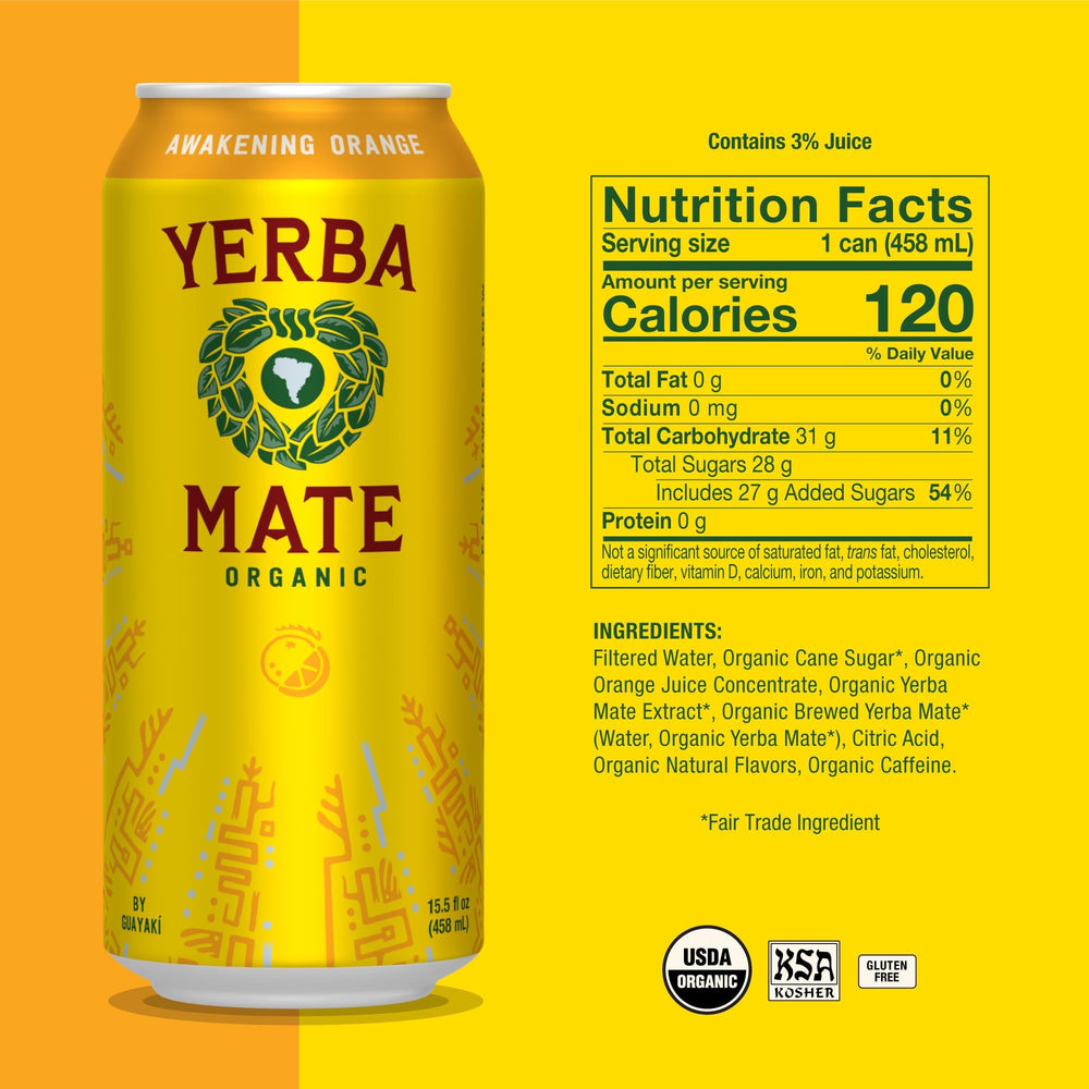 Close-up of the can label showing organic ingredients and citrus notes